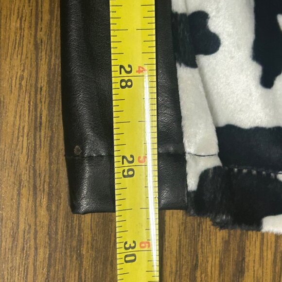 Cow Print Faux Leather Pants Rave Girl Size 14 Black & White - Picture 11 of 11
